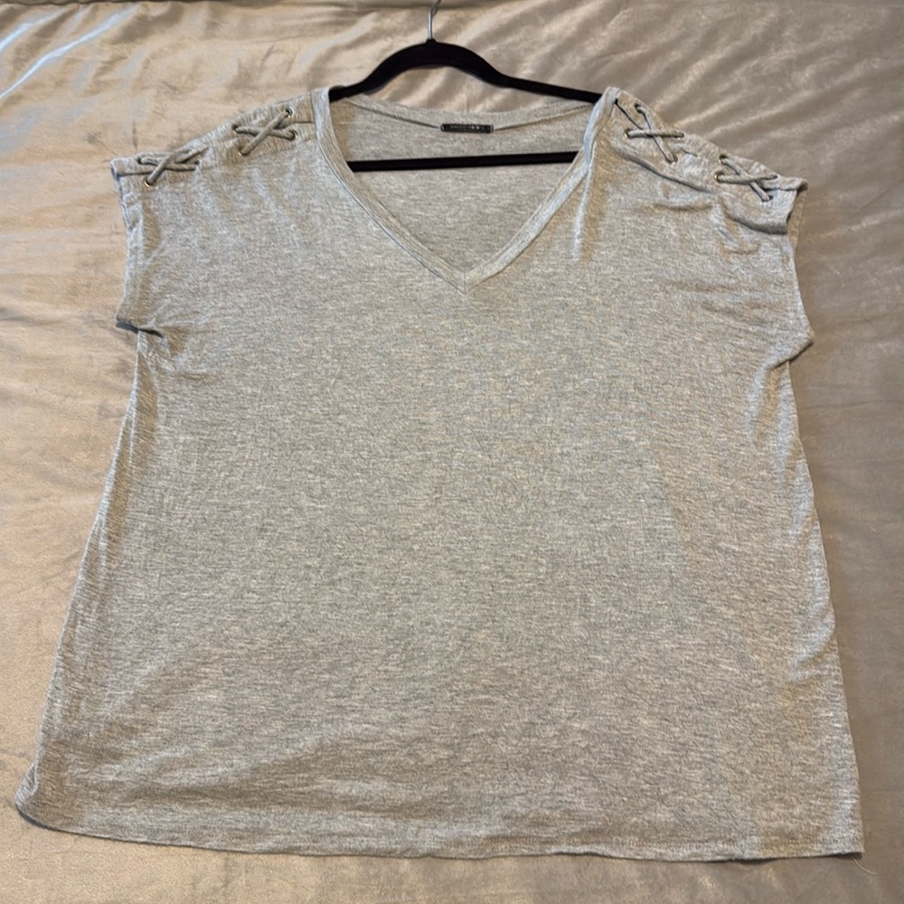 Papermoon Kessey lace-up sleeve knit top 1X